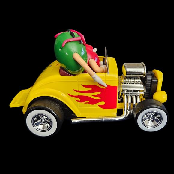 M&M’s Hot Rod Car Candy Dispenser Red & Green Characters Classic Yellow Flames - Picture 4 of 9